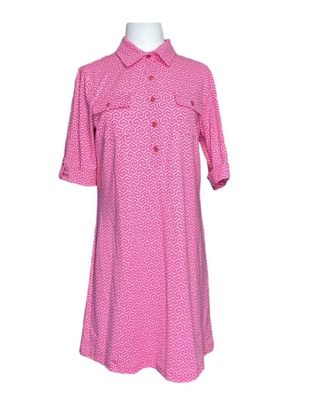 J. McLaughlin Lawrence Dress Honeycomb in Pink Catalina Cloth Women’s Medium